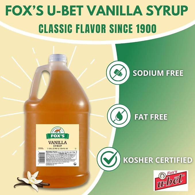 FOX'S U-BET Syrup Bottle, Kosher Certified, Brooklyn Original, Fat Free (1 Gallon, Vanilla) - Image 3