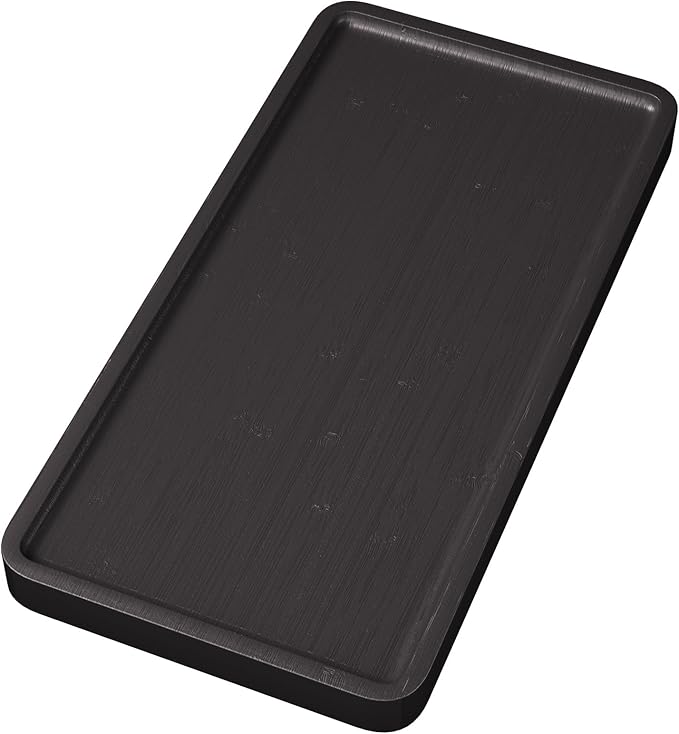 Bamboo Serving Tray,11.8x5.9 Inch Decorative Trays Platter for Coffee Table,Living Room,Bar,Party,Mini Charcuterie Boards Cheese Board,Home Decor（Black）