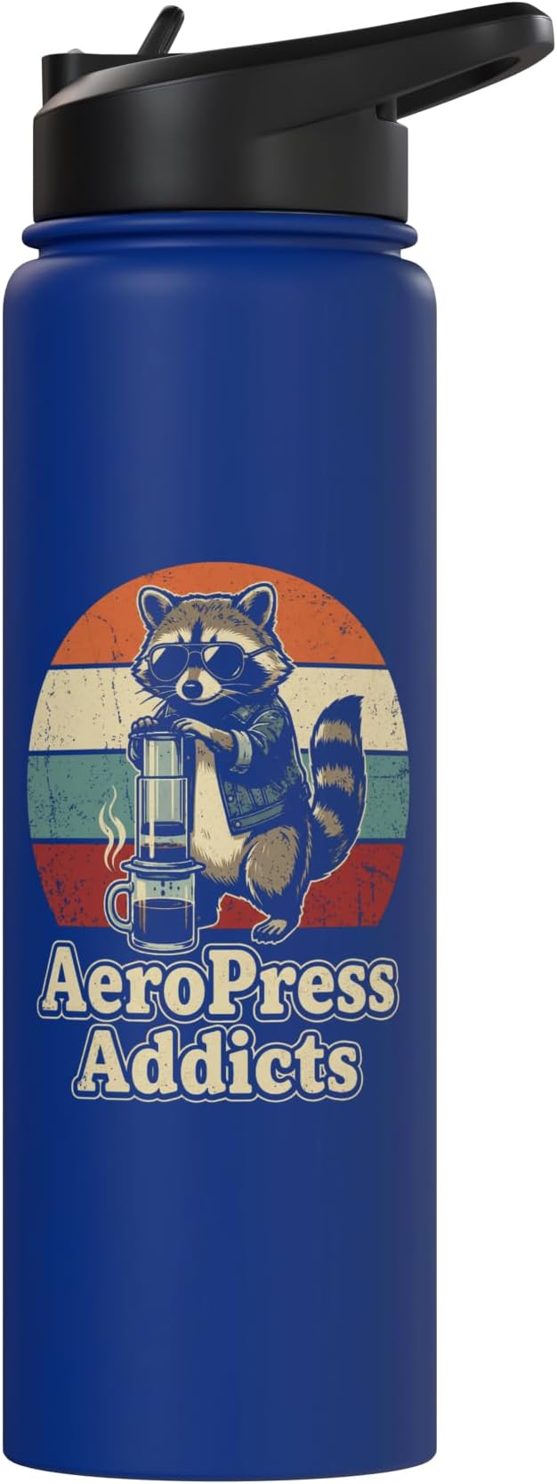 Retro Raccoon Coffee Lover Shirts AeroPress Addicts Stainless Steel Insulated Water Bottle