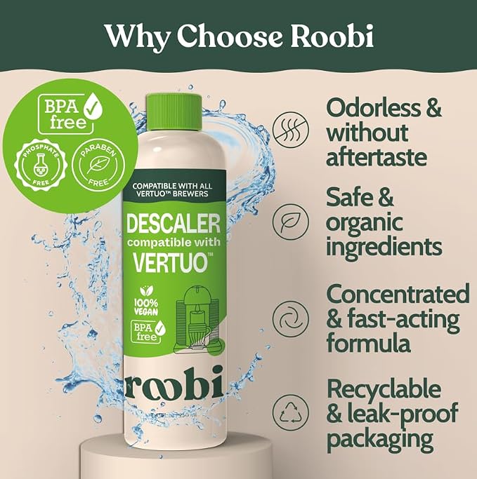 Roobi Nespresso Compatible Vertuo Cleaning & Descaling Kit. Includes 1 Bottle of Descaling Solution, 6 Cleaning Tablets and 1 Reusable Pod. Carbon Neutral Vertuoline Maintenance Kit. 6 Month Supply. - Image 6