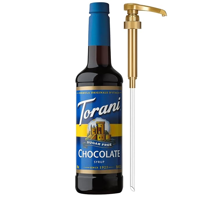 Torani Sugar Free Coffee Syrup, Chocolate Flavored Syrup for Drinks, Zero Calorie, Pump Included, 25.4 Fl Oz