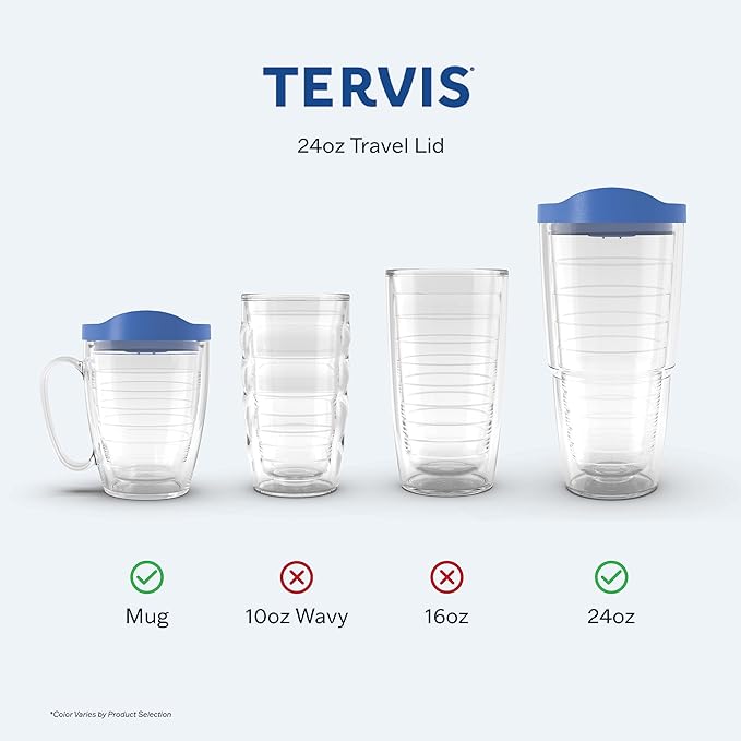 Tervis Travel Lid Made in USA Double Walled Insulated Tumbler Travel Cup Keeps Drinks Cold & Hot, Fits 24oz Tumblers & 16oz Mugs, Yellow (Pack of 3)