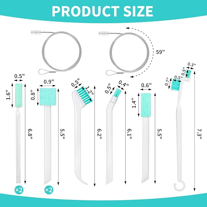 TUZAZO Ice Machine Cleaner Brush Kits, 10 PCS Ice Maker Cleaning Tools - 2PCS Long Drain Pipe Brushes and 8 PCS Crevice Cleaning Brushes - Image 2