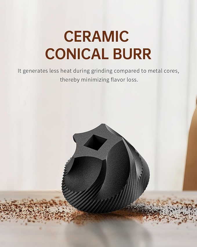 CIRCLE JOY Manual Coffee Grinder with 40 External Adjustable Settings and Ceramic Conical Burr, Portable Stainless Steel Hand Coffee Grinder for Home, Camping, Travel