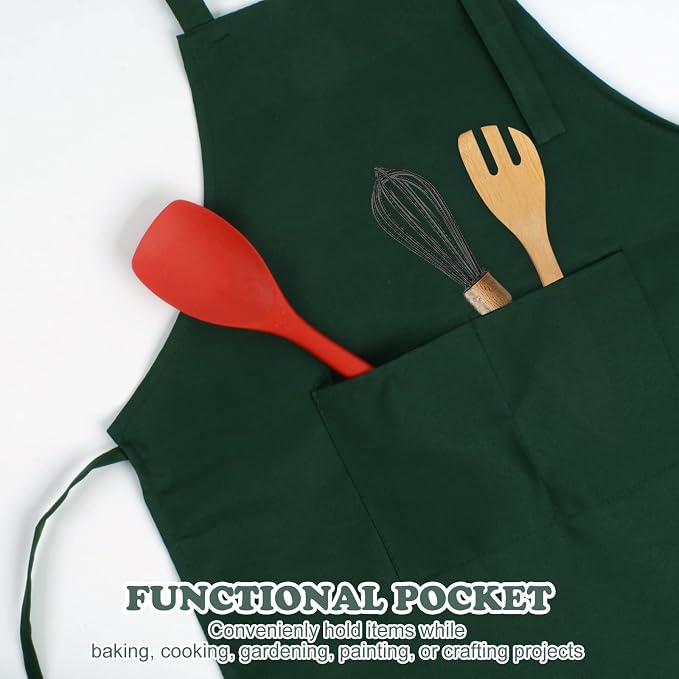 SINLAND Kids Aprons with Large Pocket 2 Pack | Adjustable Cooking Chef Aprons,Stain Resistant Toddler Apron for Baking Painting Gardening Boys Girls - Image 3