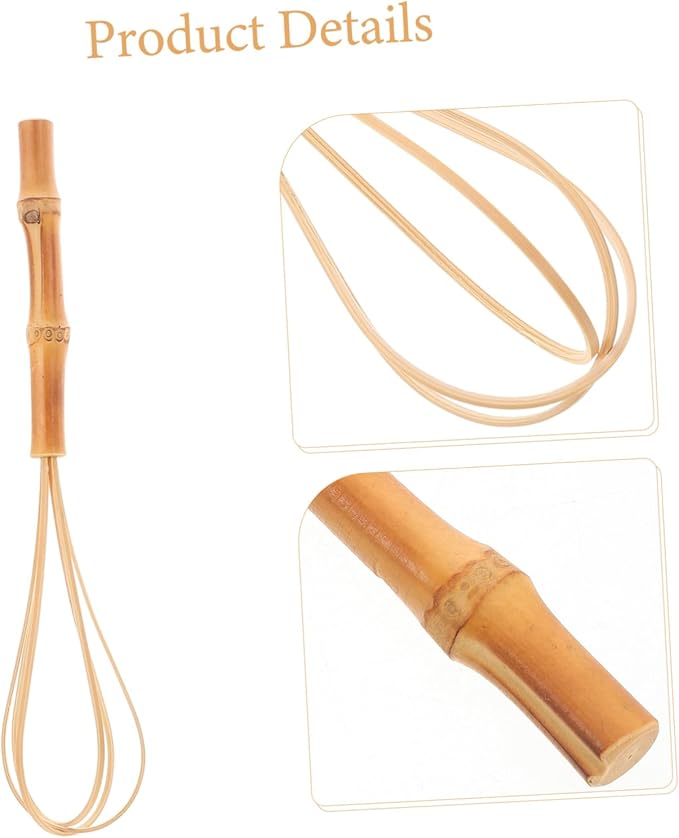 Bamboo Egg Beater Whisk Multi-functional Handheld Egg Beater for Kitchen Sturdy Structure Ergonomic Handle