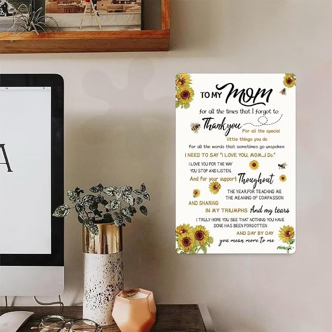 Sunflower Metal Sign for Mom - Mother's Day, Birthday, Thank You Gift - 12 x 8 inches - Image 3