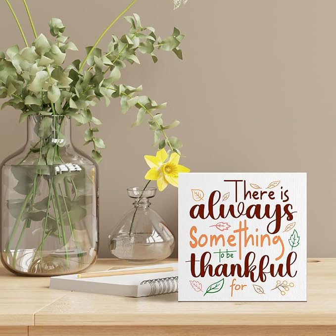 There is Always Something to be Thankful for Wooden Box Sign, Inspirational Christian Farmhouse Desk Decor, Thank You Gifts Birthday Gifts for Women Men Teachers Coworkers Boss Friends Sisters - Image 5
