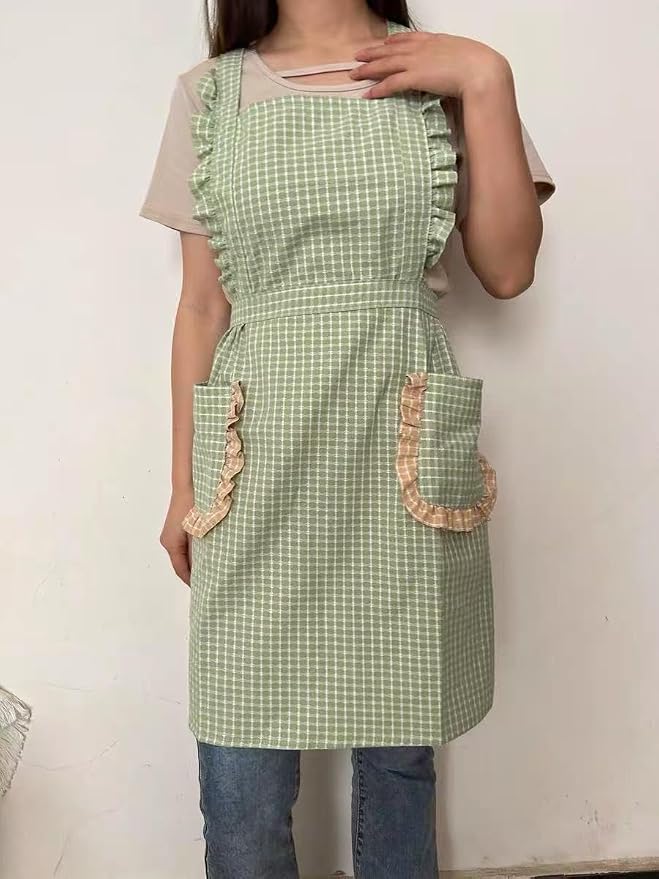 Small Cooking Apron with Pocket, Pinafore Apron Dress for Women, Kitchen Apron Gift for Women, Weight within 140lb - Image 3
