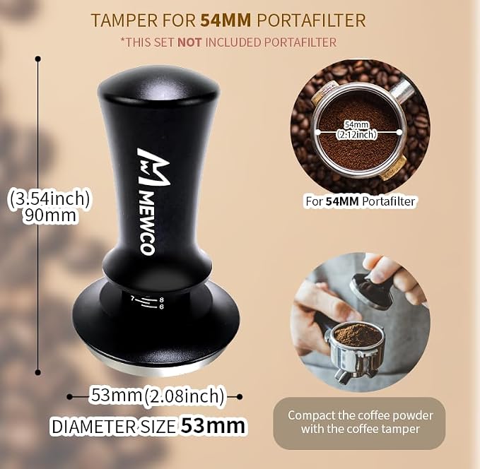 7 Pack Espresso Tamper Station&Coffee Distributor Tamper&Espresso WDT Stirrer&Coffee Tamping&Brush&Coffee Dosing Funnel&Espresso Puck Screen, Espresso Accessories for Bar Home Office (54 mm) - Image 5