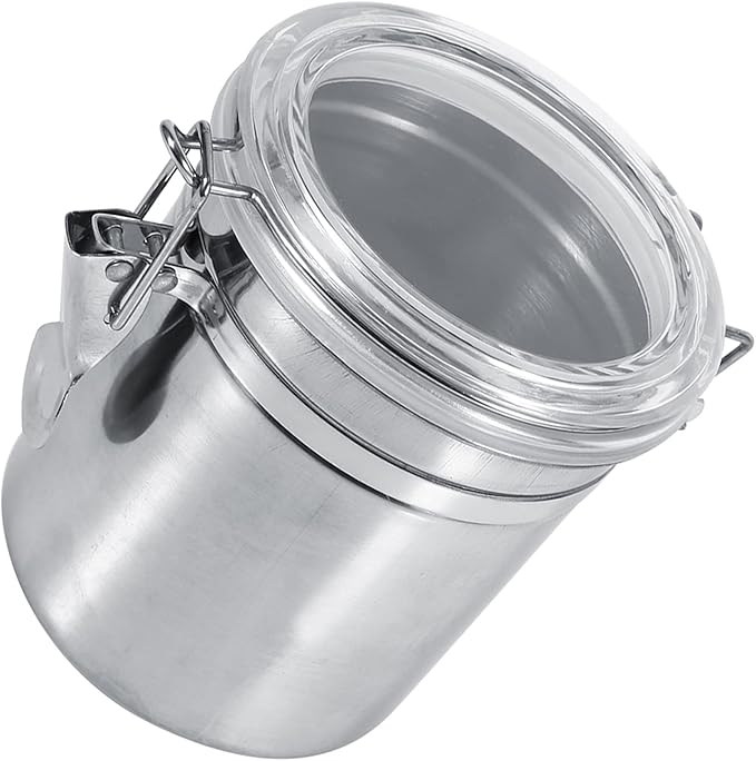 Stainless Steel Kitchen Food Storage Container Bottle For Sugar Tea Coffee Beans Dry Goods Transparent Cover Easy To Use Kitchen Canister (210x210x135cm/82.7x82.7x53.1in)