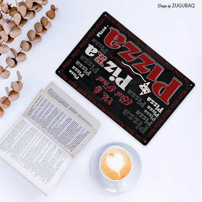 Ok But First Pizza Tin Signs Vintage Metal Sign Funny Food Art Printing Poster Wall Decor for Home Kitchen Bar Restaurant Cafe Pub Indoor Outdoor 12x8 Inch Hanging Plaque - Image 4