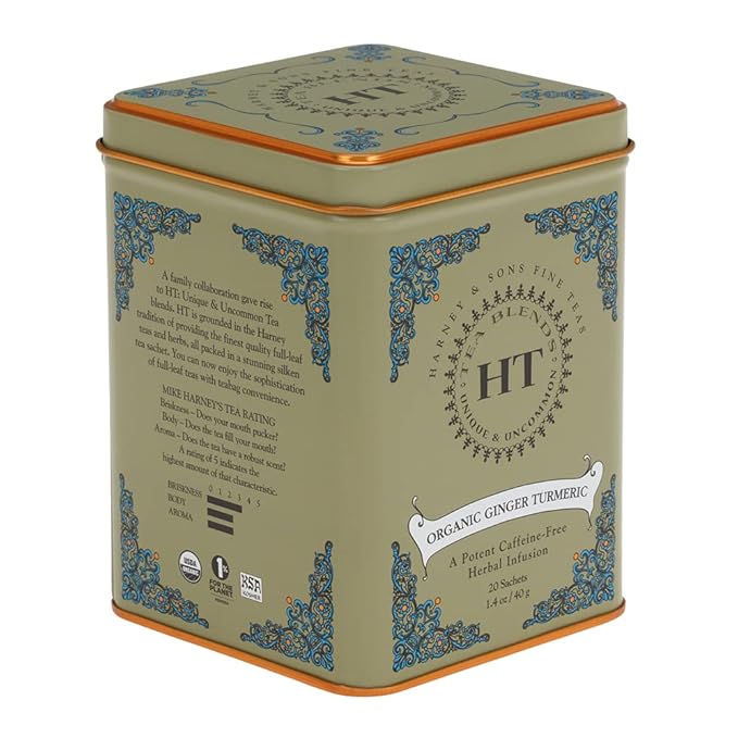 Harney & Sons HT Organic Ginger Turmeric Tea, 20 Sachets of Soothing Ginger Turmeric Tea