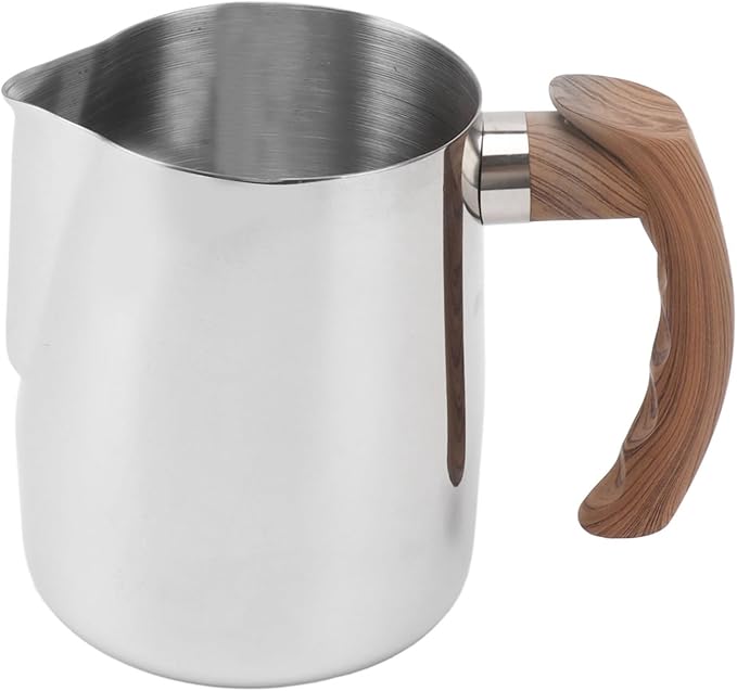 Milk Frothing Pitcher, 20/34oz Stainless Steel Steaming Pitchers Scale Coffee Milk Frother Cup Espresso Machine Accessories Barista Tools for Cappuccino Latte Art (34oz-Silver)