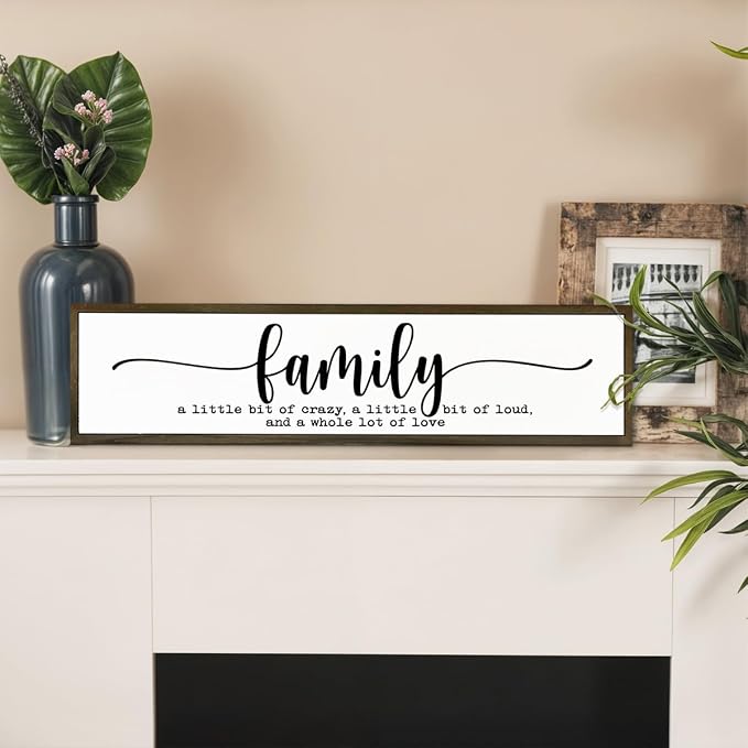 Family Signs Decor, Wood Framed Wall Decor Sign, Farmhouse Wooden Plaques, Positive Home Decors for Living Room, Bedroom, Kitchen, Housewarming Gifts, Framed Wooden Box Sign 17.8x4x1.2 inches - Image 5