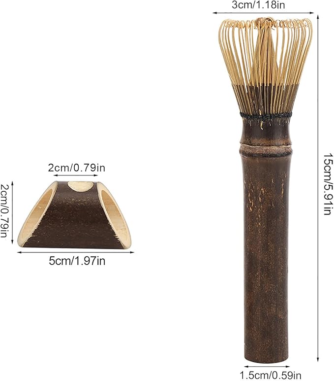 Matcha Whisk Chasen, Bamboos Whisk Matcha Brush Set, Smooth Matcha Whisks Tool with Long Handle, Portable Green Tea Whisker with Chasen Stand, 1.18 x 5.91in, Purple