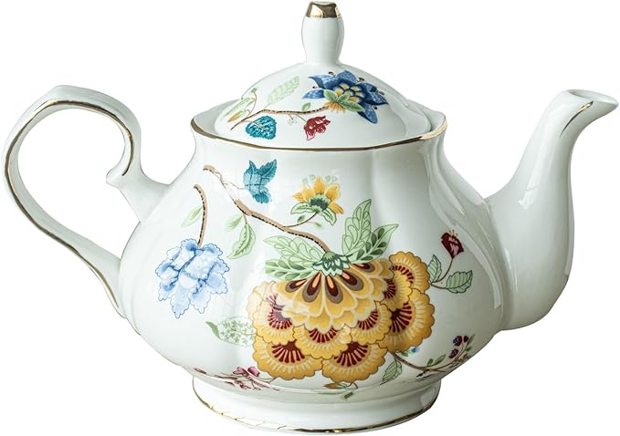 Jomop Teapot Handmade Ceramic Tea pot (Blue and Red)