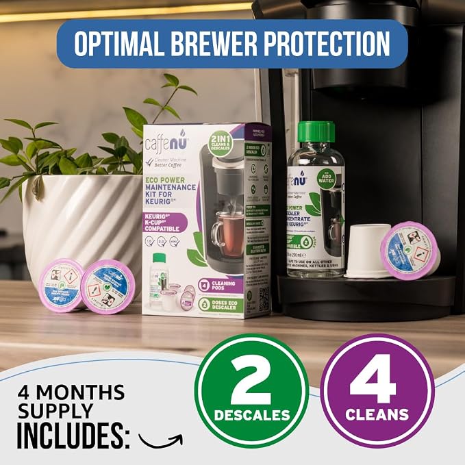 Keurig Compatible Descaling Solution and Keurig Cleaner Pods. Removes Limescale & Cleans Pod Area. Better Tasting & Hotter Coffee. 4 Uses of Descaler & Cleaner. - Image 5