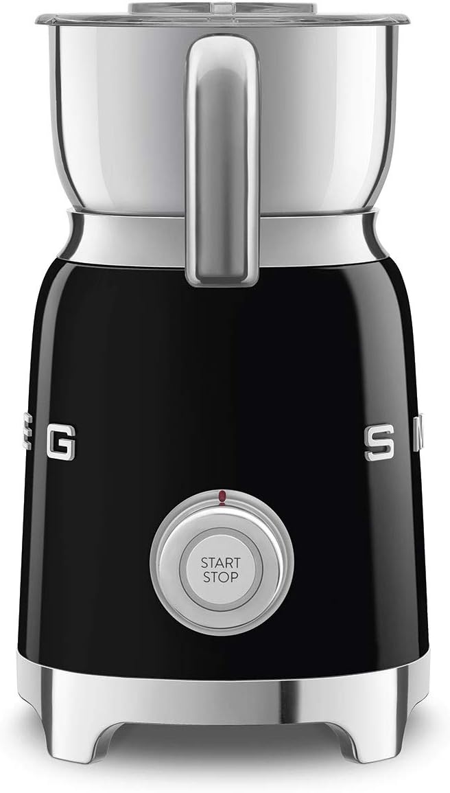 SMEG Retro 50's Style Milk Frother with 2 Disks 6 Preset Programs Hot or Cold Frothing and Induction Heating (Black)