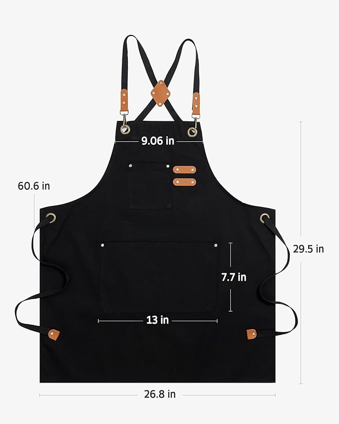 Syntus Chef Apron for Men Women Kitchen Cooking Apron with Pockets, Adjustable Bib Aprons Stain Resistant