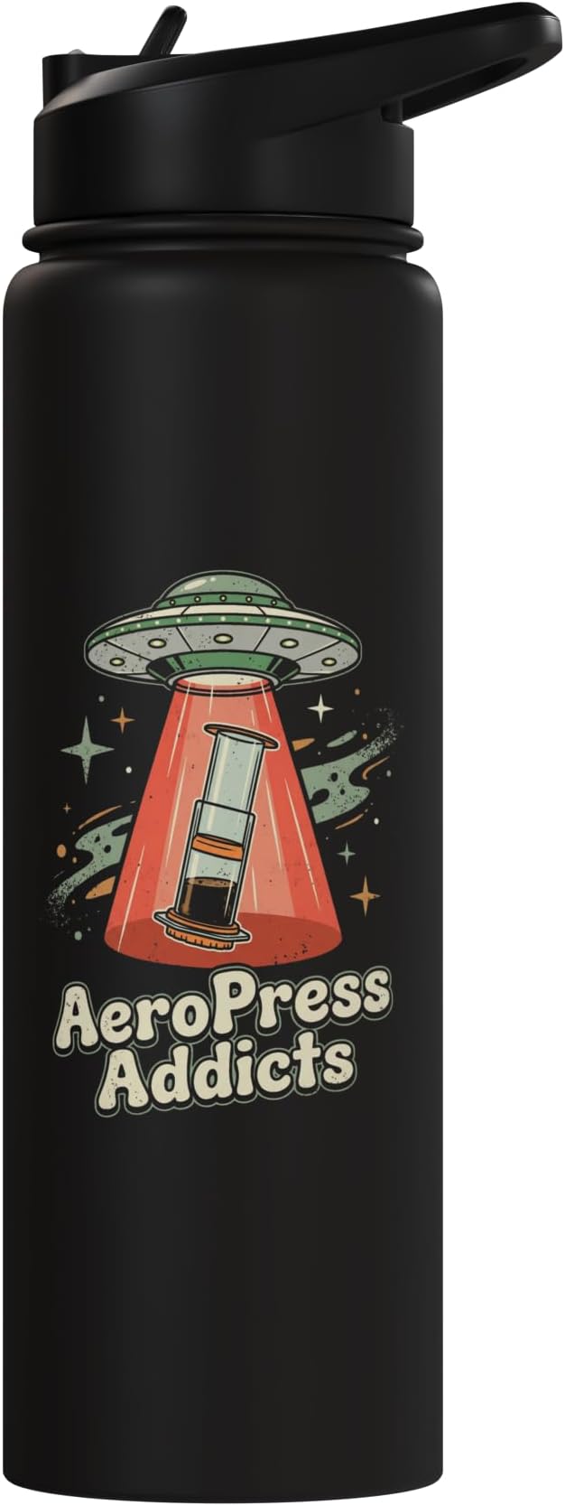 UFO AeroPress Funny Coffee Shirts Sci-Fi AeroPress Brewing Stainless Steel Insulated Water Bottle