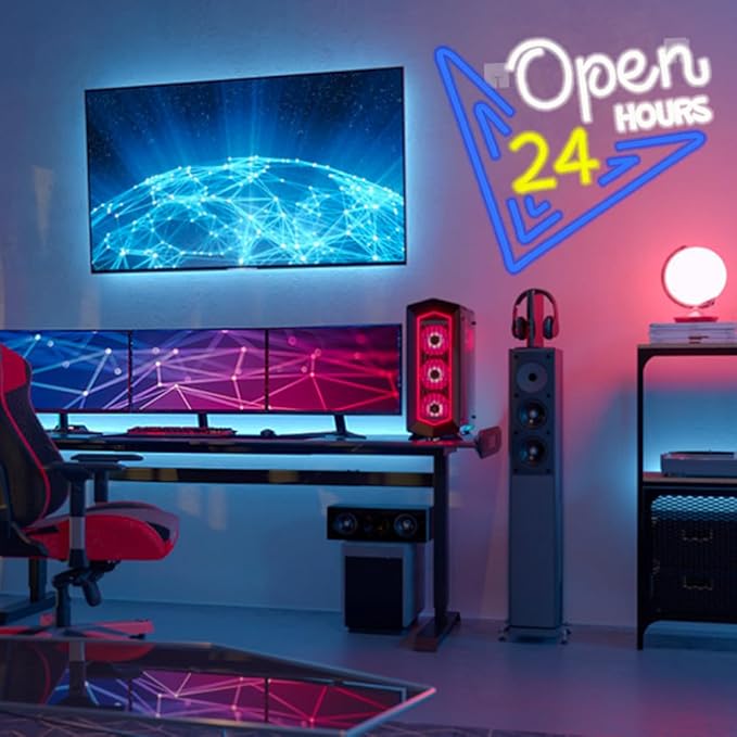 Open 24 Hours Neon Sign, Led Sign, Bar Neon Light Sign, Open 24 Hours Sign Pub Bar Convenience Store Coffee Shop Restaurant Beauty Salon Stores Hotel LED Light Neon Sign