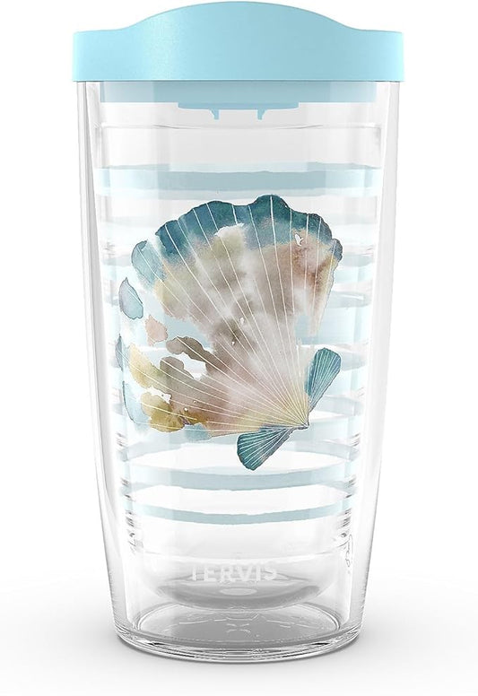 Tervis Sara Berrenson - Ocean Keepsakes Sand Scallop Made in USA Double Walled Insulated Tumbler Travel Cup Keeps Drinks Cold & Hot,