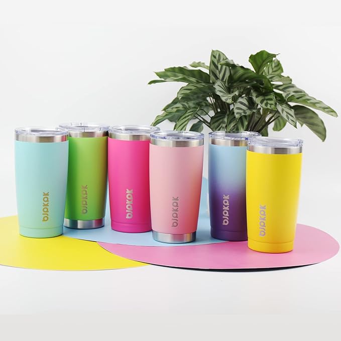 BJPKPK 20oz Stainless Steel Tumbler with Lid, Double Wall Vacuum Coffee Cup, Travel Mug for Ice Drink and Hot Beverage, Insulation Travel Tumbler Cup with Straws,Pink