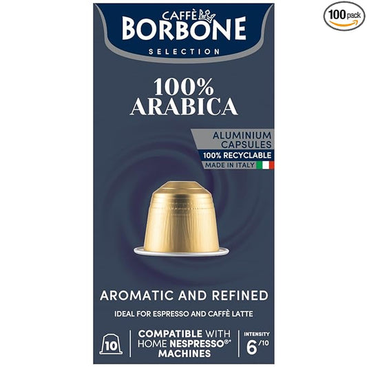 Caffè Borbone 100% Arabica Aluminum Capsules Compatible with Nespresso Original Machines, Medium Roast, 100 Count
