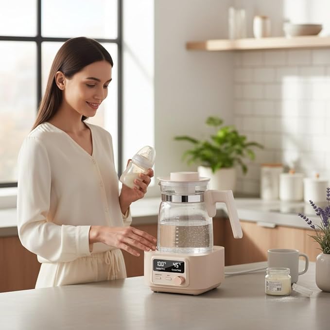 Babysmooth Smart Kettle Pro Glass Electric Kettle, 1.3L Digital LED Kettle with 40-100°C Temperature Control, 72H Auto Keep Warm, Silent Operation, BPA-Free for Baby Formula, Tea & Coffee Brewing