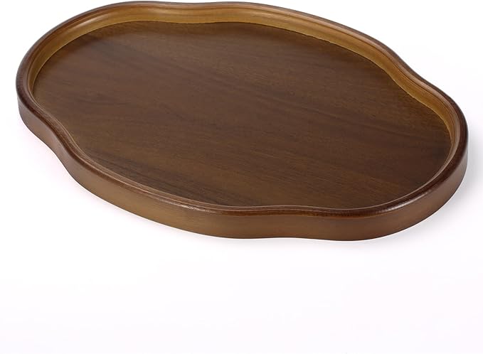 Wood Serving Tray, Wooden Tray, 14.57 Inch Irregular Decorative Serving Trays Platters for Home,Party,Coffee Table,Dining Table & Countertop