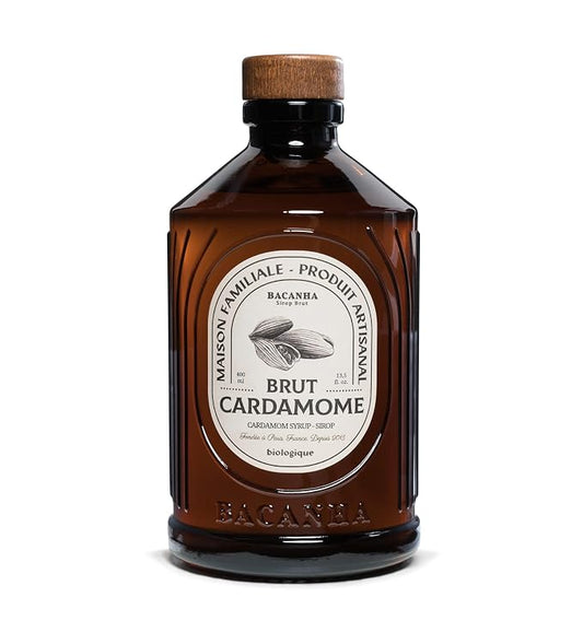 Bacanha Organic Raw Cardamom Syrup - Premium French Artisanal Syrup - Spicy & Aromatic Flavor for Coffee, Tea & Cocktails - Gourmet and Organic - For Lattes and More - 400ml Glass Bottle by Bacanha