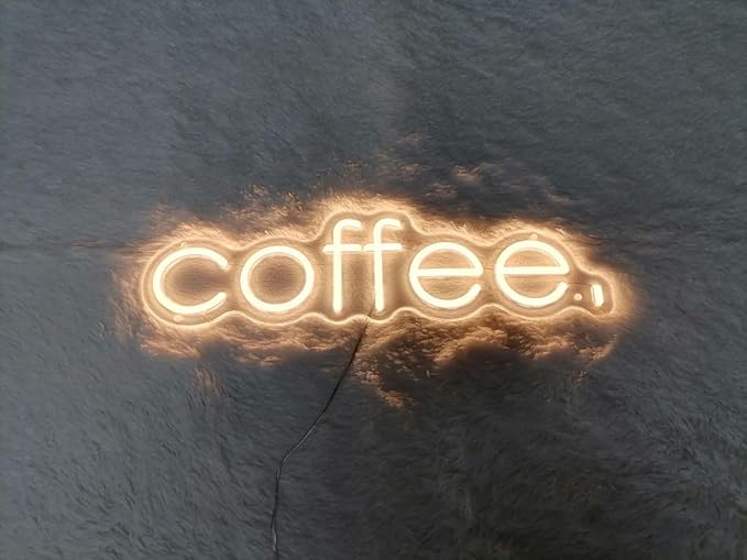 Coffee Neon Sign (24x6'' - Remote and Plug included) Cafe Led Light coffee. led light coffee shop decorations wall decor (24x6'', Warm White)