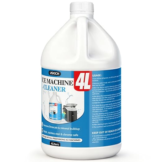 Ice Machine Cleaner Maker Descaler - Nickel Safe Descaler, Ice Maker Cleaner Compatible with Whirlpool, Scotsman, KitchenAid, Affresh, Hoshizaki, GE Opal Cleaning Kit, (1Gallon, 33 Uses) by USKICH