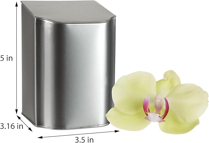 Brushed Metal Storage Tin, Secure Flip Top lid, Unique Wedding Favor, Customized Holiday Gift, Loose Leaf or Bagged Teas, Lightweight, Sturdy, 600 ML : Set of 6