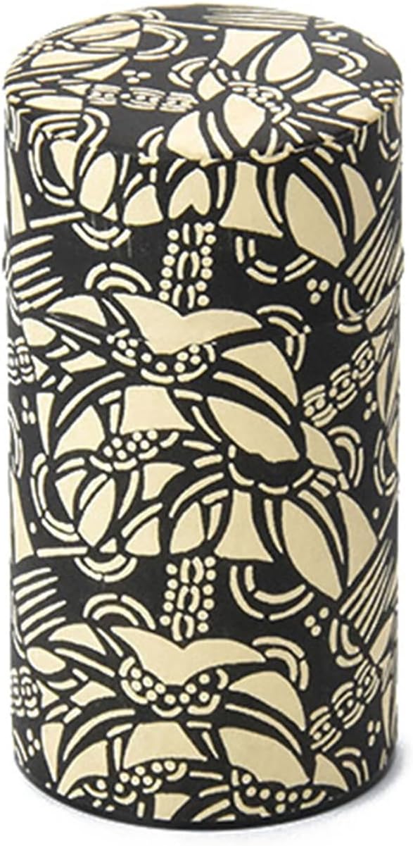 Japanese Pokkan Matcha Coffee Spice Tea Tin Canister Washi Paper Storage with Lid 7.05 oz Capacity (Han)