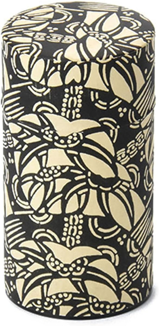 Japanese Pokkan Matcha Coffee Spice Tea Tin Canister Washi Paper Storage with Lid 7.05 oz Capacity (Han)