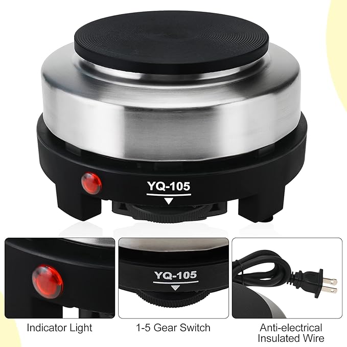 Hot Plate for Moka Pot,500W Small Electric Hot Plate,Mini Stove Portable Stove,Hot Burner Cooktop Electric Heater for Home Kitchen
