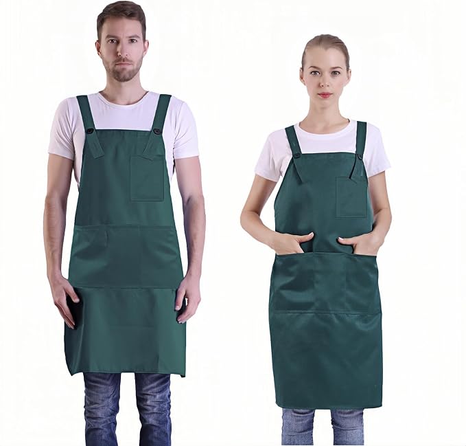 BIGHAS H Back Style Apron with Pocket for Women, Men Adjustable Large Size Comfortable, Kitchen, Home, Cooking 12 Colors by BIGHAS
