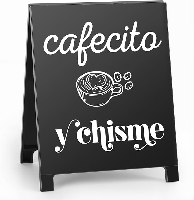 Cafecito Y Chisme Desk Decor Sign Retro Coffees Shop Table Display for Coffee Station Home Office Kitchen Bar Cafe Counter Bookshelf Christmas Gift for Coffees Lovers Barista Friends