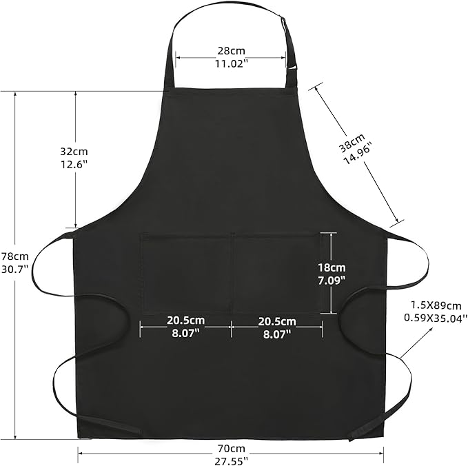 BOHARERS 2 Pack Cooking Kitchen Aprons with 2 pockets Unisex Adjustable Chef Apron for Women Men