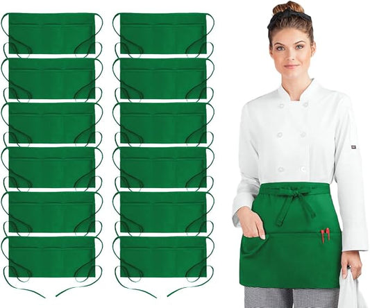 Avalon Kitchen Server Aprons with 3 Pockets – 100% Polyester Waist Apron, 24x12 Inch Half Apron, Waitress Apron for Servers by Avalon+Kitchen