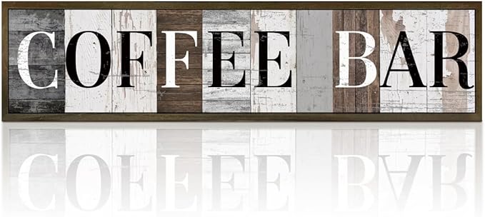 WKYAER Farmhouse Coffee Bar Signs, Vintage Hanging Wood Wall Plaques, Decorative Wooden Box Sign, Kitchen Decoration for Table Shelf, Coffee Station Decor, Cafe Decors 17.8x4x1.2 inches by WKYAER