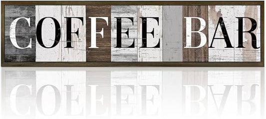 WKYAER Farmhouse Coffee Bar Signs, Vintage Hanging Wood Wall Plaques, Decorative Wooden Box Sign, Kitchen Decoration for Table Shelf, Coffee Station Decor, Cafe Decors 17.8x4x1.2 inches by WKYAER