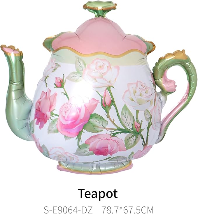 4pcs Teapot Balloons Tea Balloon Alice Balloons for Tea Birthday Party Decor Lets Par-Tea Party Alice Party Decorations Garden Tea Party Decorations for Little Girls Fairy Wonderland Baby Shower Decor