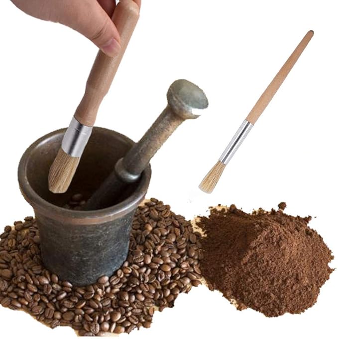 Coffee Machine Cleaning Brush Set - 4 Piece Set Including Wooden and Nylon Brushes for Grinders and Group Heads