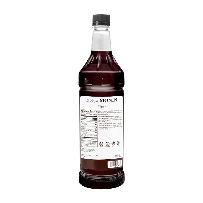 Monin Flavored Syrup, Cherry, 33.8-Ounce Plastic Bottle (1 liter) - Image 2
