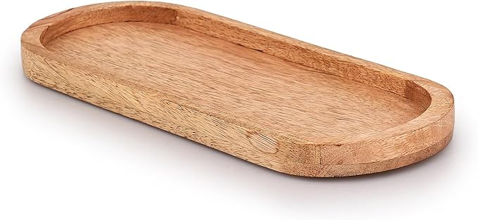 Samhita Mango Oval Wood Tray Set of 3 Perfect for Food Holder/BBQ, Serve Cheese, Sushi, Holiday Snacks, and More. (12" x 5" x 0.75")