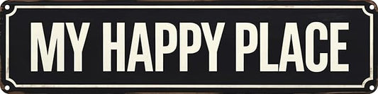 My Happy Place Metal Sign 4x16in Boho Cute Plaque for Bedroom Bathroom Home Nursery Wall Decor Gift Poster