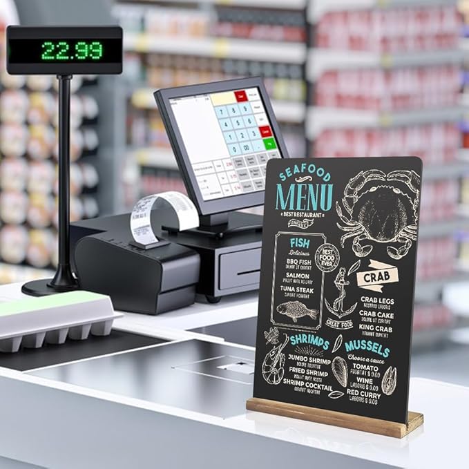 Double-Sided Tabletop Chalkboard Set Wooden Chalkboards Store Signs for Café Menus Retail Signs Event Displays Welcome Messages Bars Weddings (11.8" Hx8.4 W Black5)